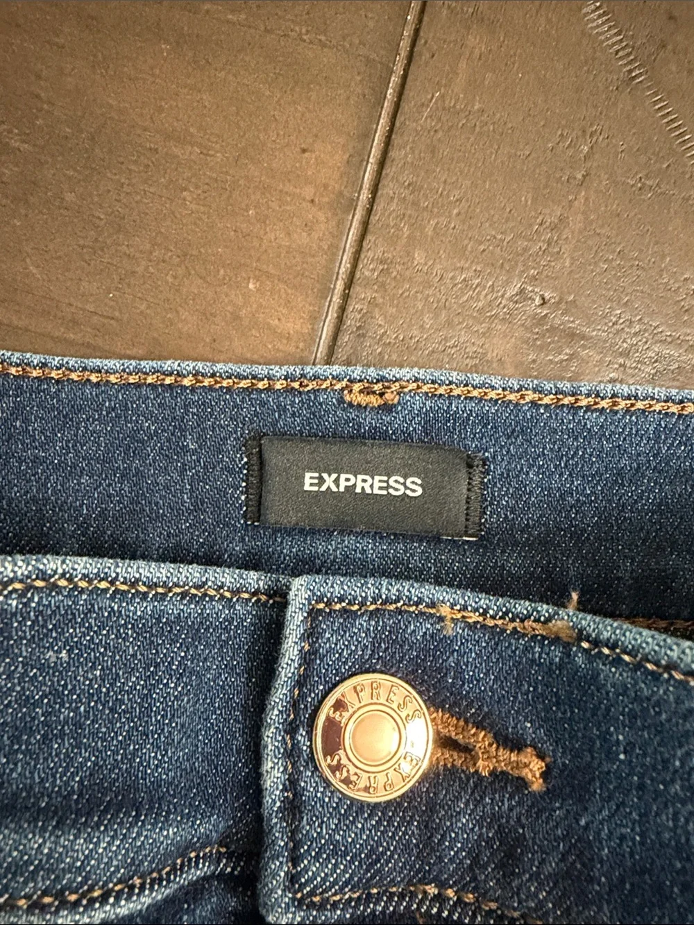 Express Dark Blue High-Rise Cropped Straight Jeans